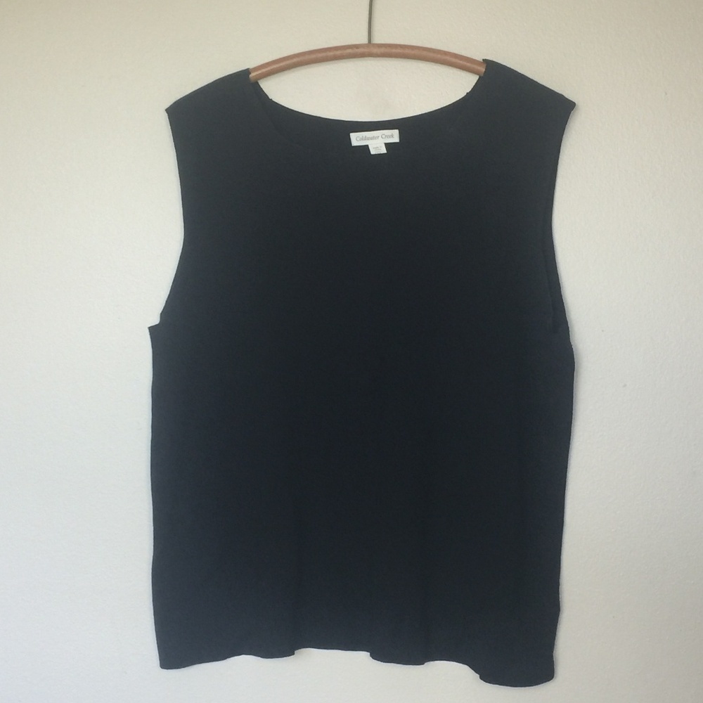 Coldwater Creek Black Silk & Cotton Knit Top 2x - image 1